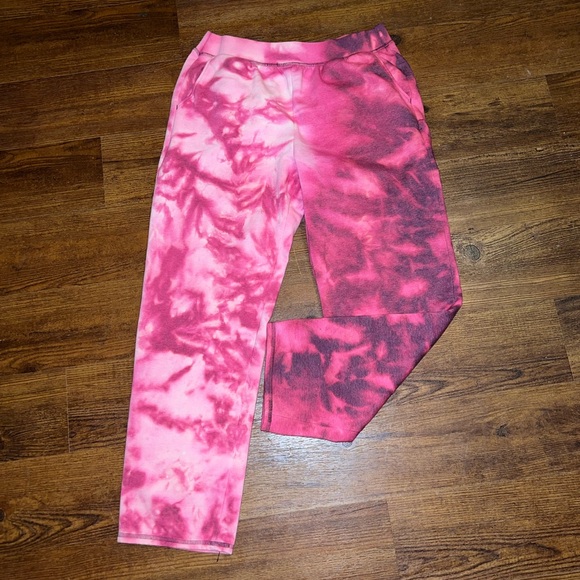 Time and Tru Pants - Time and Tru Purple & Pink Split Tie-Dye Wide Leg Cozy Sweatpants Size L
